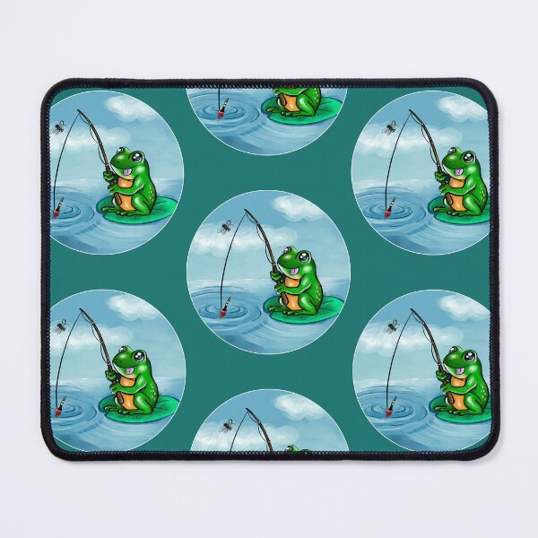 Item preview, Fishing Frog Rest with Rod designed and sold by BeataY6Art.