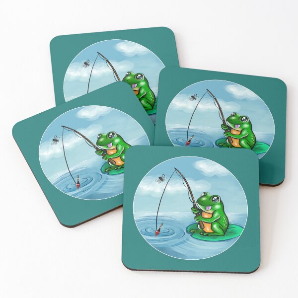 Item preview, Fishing Frog Rest with Rod designed and sold by BeataY6Art.