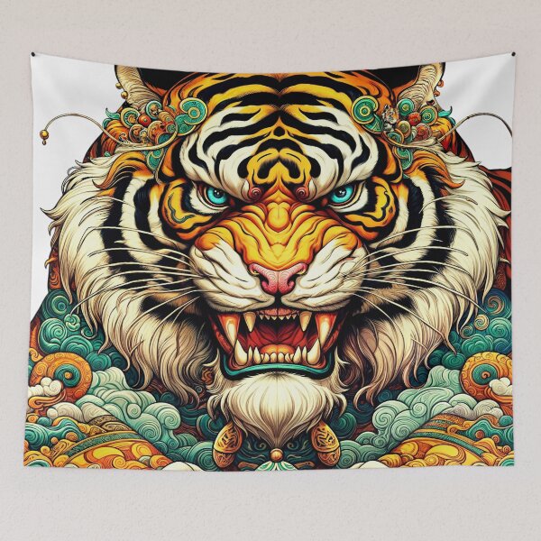 Item preview, Tigre en pintura Asiática antigua designed and sold by PixelCraftDSG.