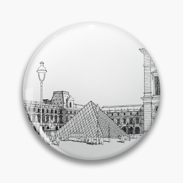 Item preview, Louvre museum Paris hand drawing architecture black and white monochrome architectural drawing designed and sold by junyangcaidraw.