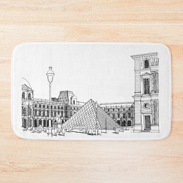 Item preview, Louvre museum Paris hand drawing architecture black and white monochrome architectural drawing designed and sold by junyangcaidraw.