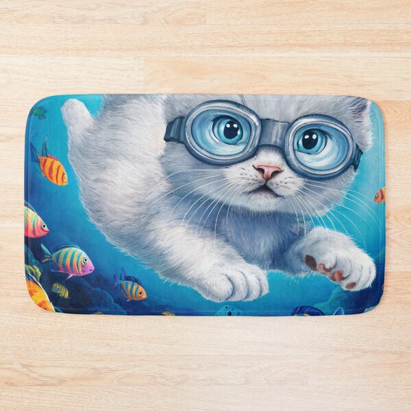 Item preview, A Cute Gray Kitten Swimming In The Ocean designed and sold by pixelplaza.