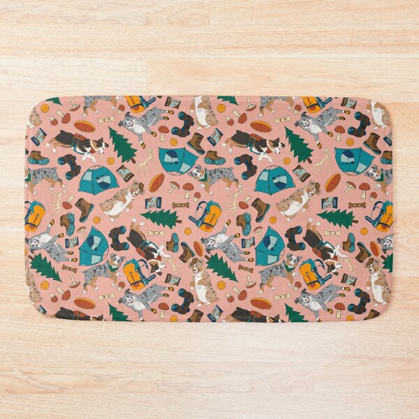 Item preview, Australian Shepherds Pattern - Adventure Aussies - Pacific Northwest Aussies - melon pink designed and sold by EcoElsa.