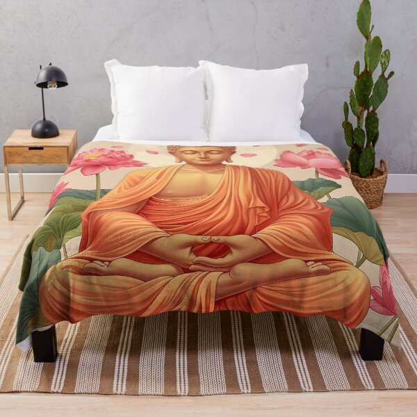 Item preview, Buddha in meditation with lotus flowers designed and sold by Dream scape of Lucy.