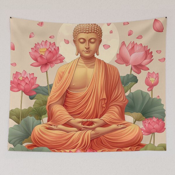 Item preview, Buddha in meditation with lotus flowers designed and sold by Dream scape  of Lucy.