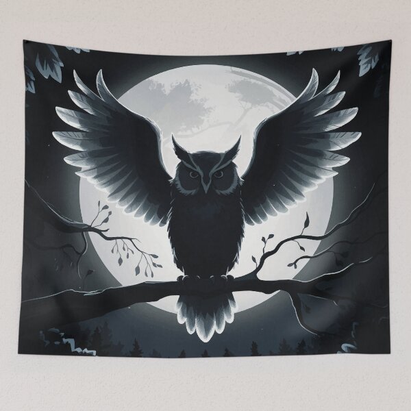Item preview, Owl on a moonlight night designed and sold by manbaito.