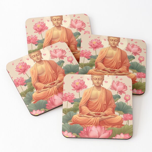 Item preview, Buddha in meditation with lotus flowers designed and sold by Dream scape of Lucy.
