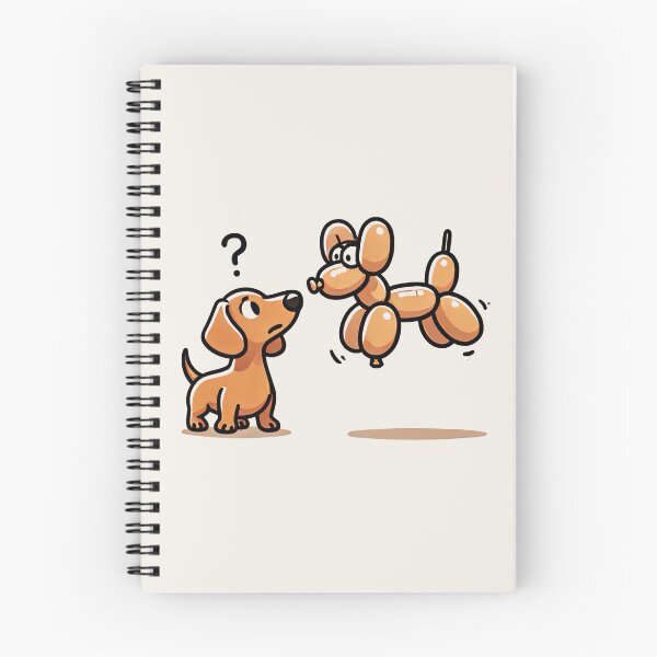Item preview, Dachshund looking confused at a balloon animal designed and sold by PetPaletteCards.