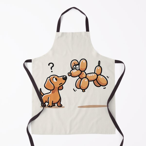 Item preview, Dachshund looking confused at a balloon animal designed and sold by PetPaletteCards.