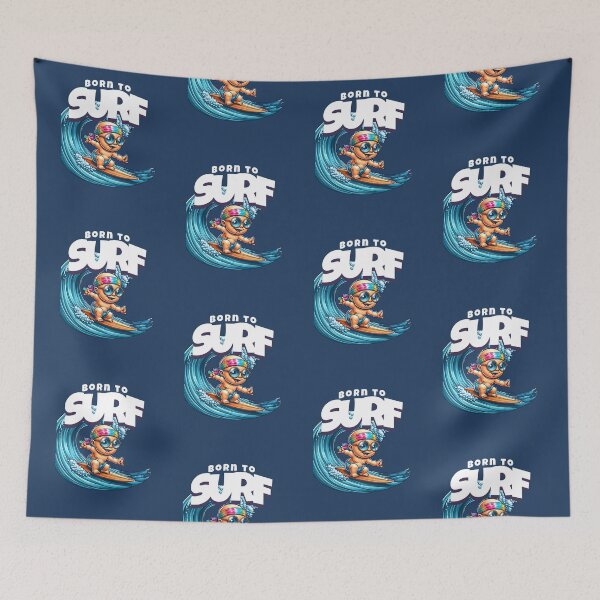 Item preview, Born to Surf – Vintage Cartoon Baby Surfing designed and sold by InspireHubWear.