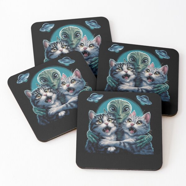 Item preview, Cat Selfie Alien and UFO Funny Meme Cat and Alien designed and sold by MTRBSK11.