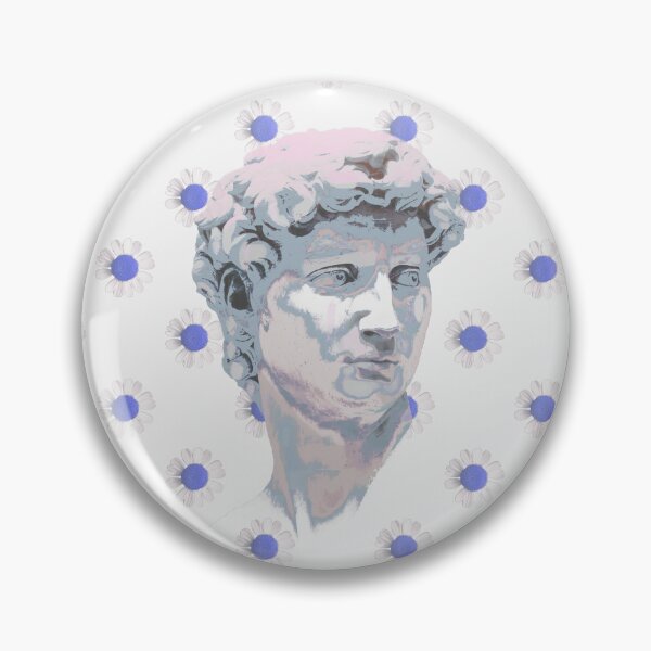 Item preview, Michelangelo's David statue purple daisy psychedelic print designed and sold by HandmadeMood.