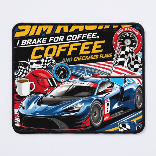 Item preview, Sim Racing: I Brake for Coffee and Checkered Flags designed and sold by HardCorps.
