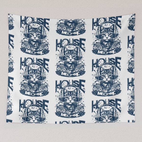 Item preview, HOUSE MUSIC  - House Meowsic (navy blue)  designed and sold by Discothreadz.