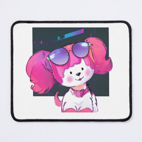 Item preview, Poochie Pink Dog Cyber Punk Style Art designed and sold by ShopFanGirl.