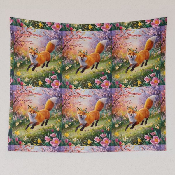 Artikelvorschau, Fuchs-Portrait. Frühlingszeit, Blumenfuchs, Vintage-Fuchs, Fuchs-Malerei, Edgar Degas-Stil entworfen und verkauft von FoxVibes.