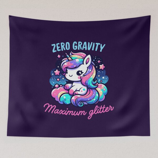 Item preview, Camiseta de unicornio Kawaii con purpurina máxima de gravedad cero designed and sold by Brudy-R.