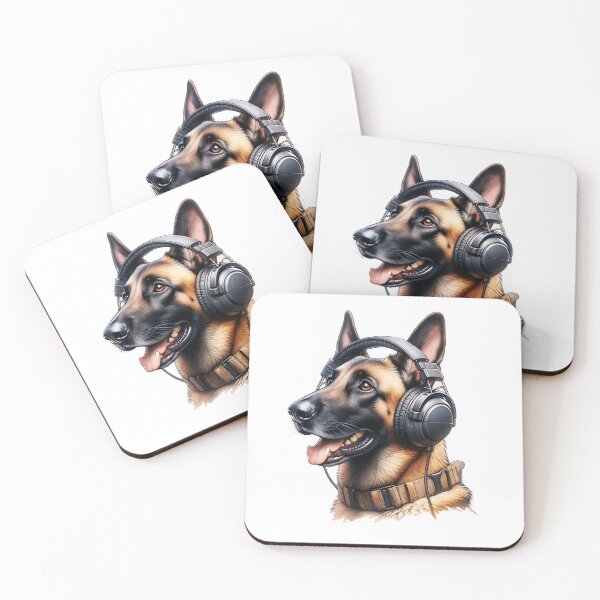 Item preview, Belgian Malinois Wearing Headphones designed and sold by TheAnimalZ00.