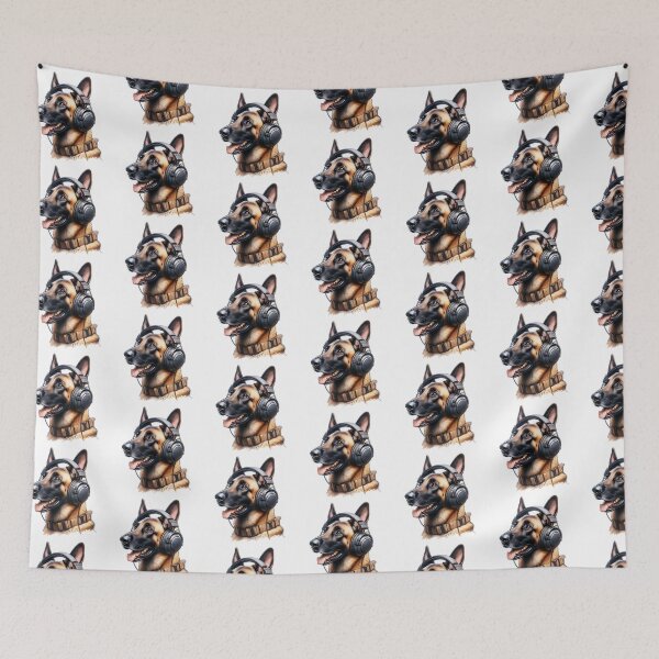 Item preview, Belgian Malinois Wearing Headphones designed and sold by TheAnimalZ00.