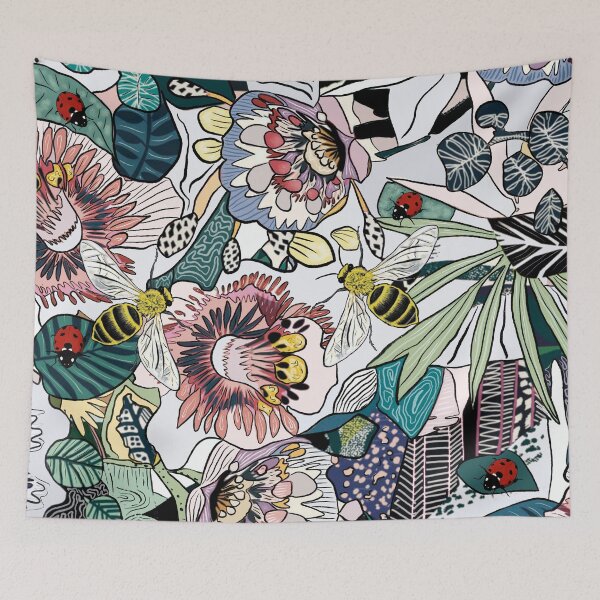 Item preview, Botanical  Bee and Ladybug Pattern  designed and sold by MarcSabuncu.