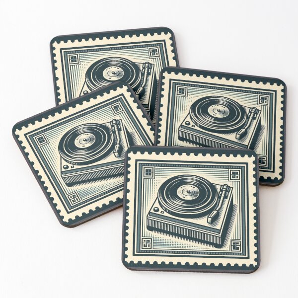 Item preview, Vinyl Record Player Vintage Vinyl Collector Stamp designed and sold by musicgeniusart.