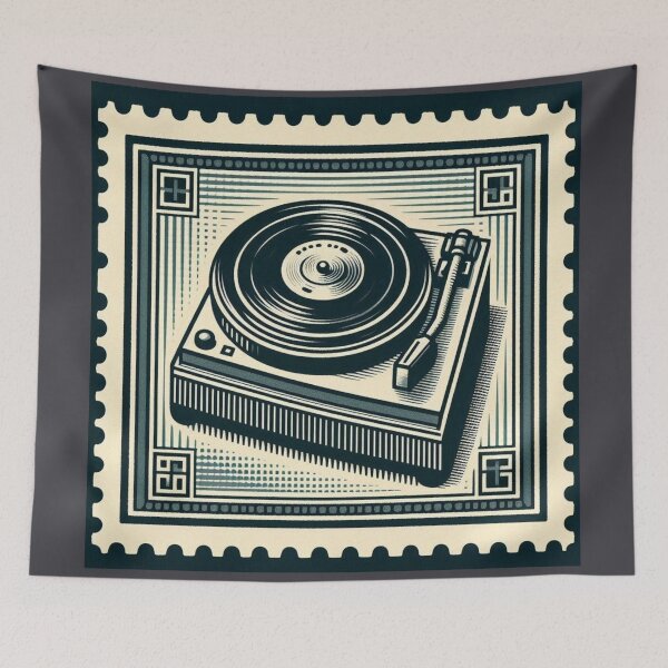 Item preview, Vinyl Record Player Vintage Vinyl Collector Stamp designed and sold by musicgeniusart.