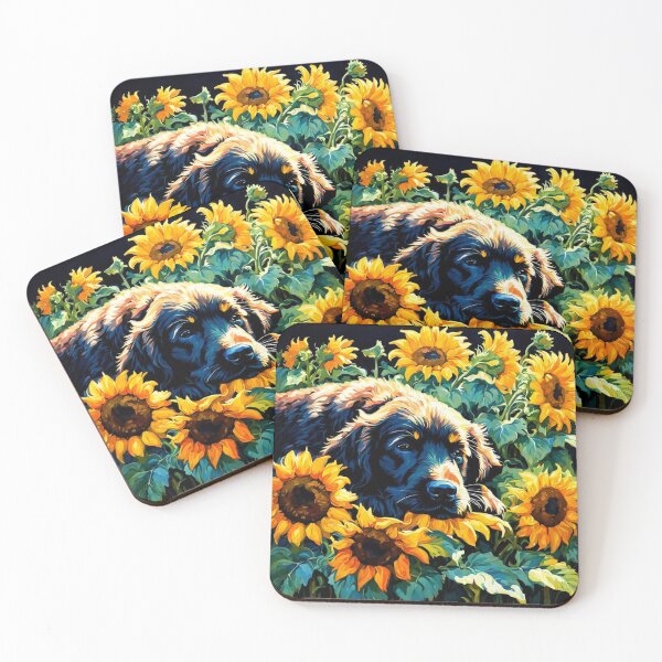 Item preview, Slumbering Pup In Sunflowers Painting  designed and sold by Gabriela McDaniel.