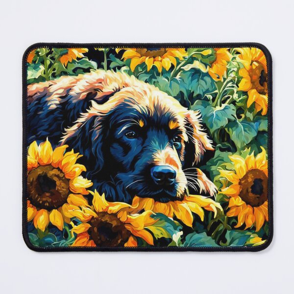 Item preview, Slumbering Pup In Sunflowers Painting designed and sold by Gabriela McDaniel.