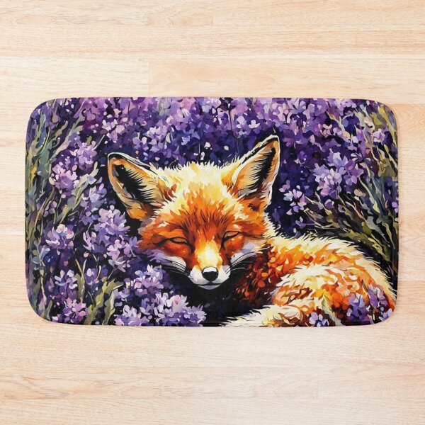 Item preview, Fox Kit Sleeping In Lavender Painting  designed and sold by Gabriela McDaniel.