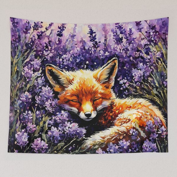 Item preview, Fox Kit Sleeping In Lavender Painting  designed and sold by Gabriela McDaniel.