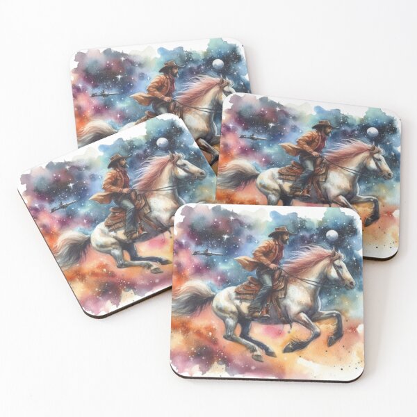 Item preview, Un vaquero montando a caballo con arcoíris impermeable. designed and sold by xsctasy.