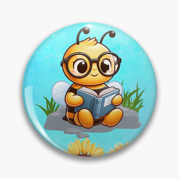 Item preview, Bee reading a book and sunflowers designed and sold by Fantacaroo Designs.