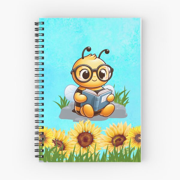 Item preview, Bee reading a book and sunflowers designed and sold by Fantacaroo Designs.