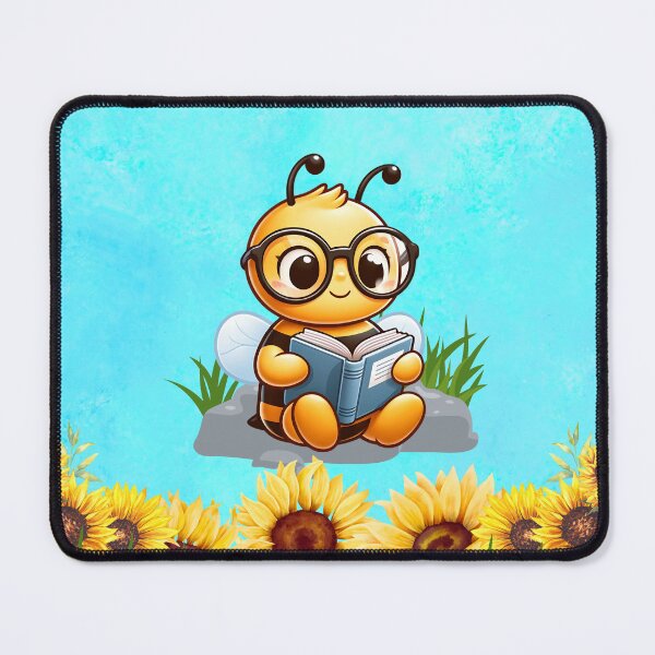 Item preview, Bee reading a book and sunflowers designed and sold by Fantacaroo Designs.