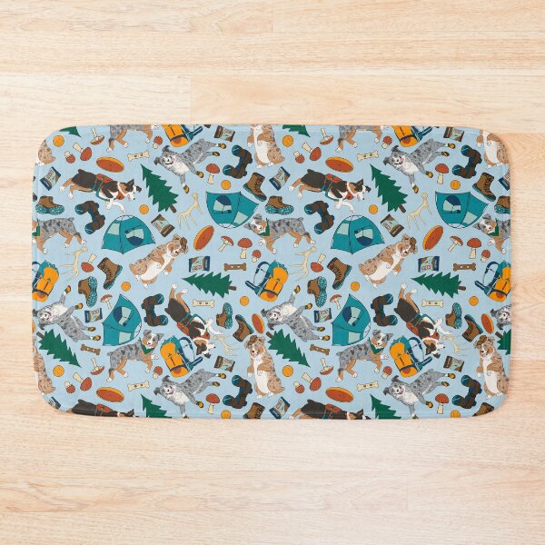 Item preview, Australian Shepherds Pattern - Adventure Aussies - Pacific Northwest Aussies - light sky blue #b8d6e4 designed and sold by EcoElsa.