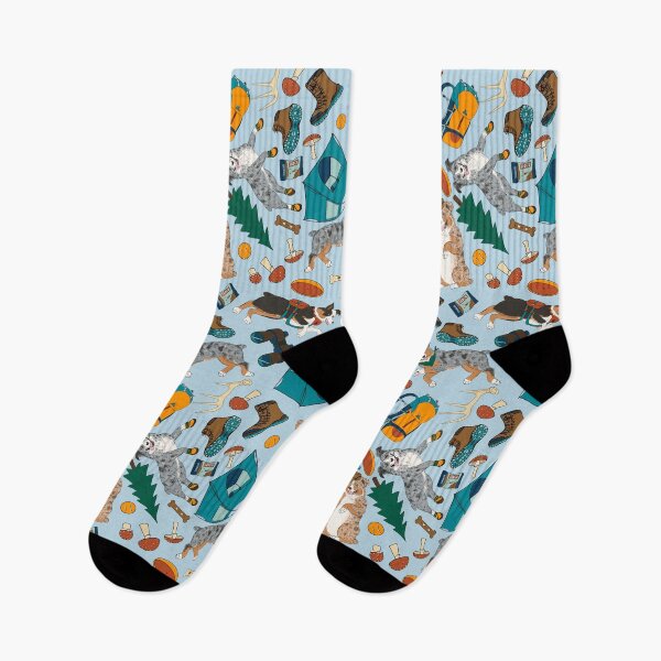 Item preview, Australian Shepherds Pattern - Adventure Aussies - Pacific Northwest Aussies - light sky blue #b8d6e4 designed and sold by EcoElsa.