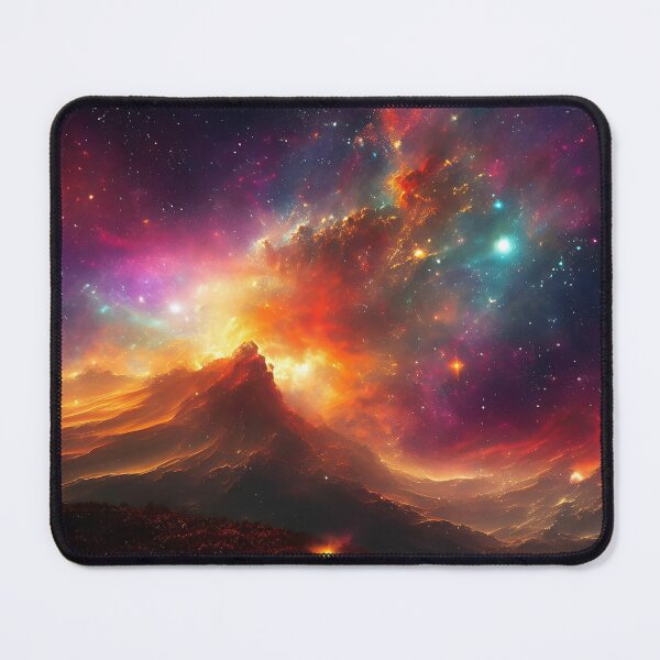 Item preview, Vibrant galaxy unfolds above a serene, misty landscape, stars and nebulae painting the sky with radiant hues. Generative Ai. designed and sold by homydesign.