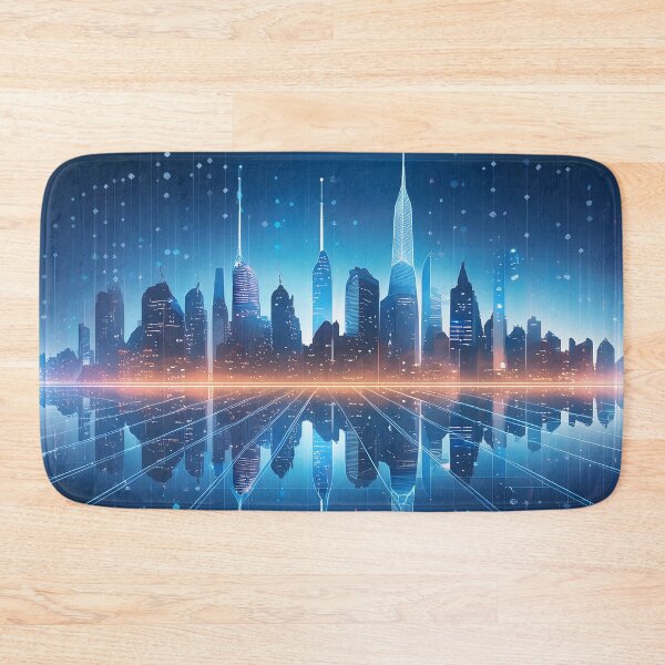 Item preview, A futuristic cityscape with a digital overlay, reflecting innovation designed and sold by homydesign.