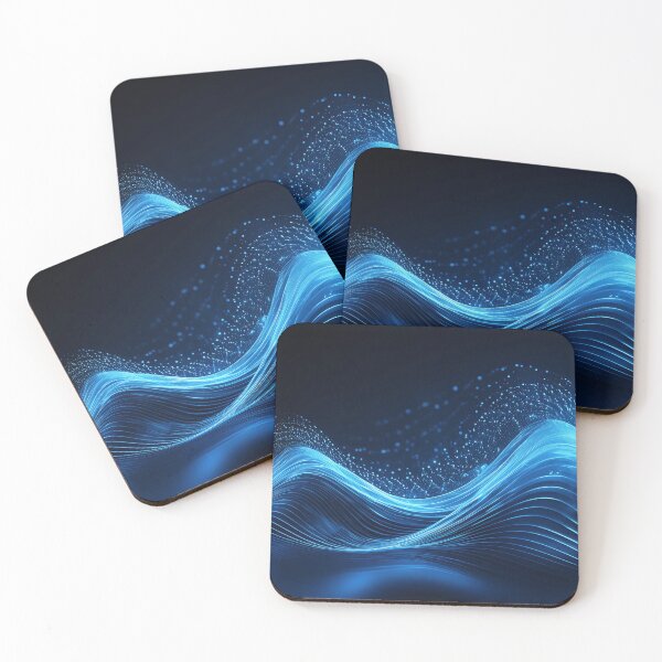 Item preview, Flowing blue waves of energy and particles on a dark background designed and sold by homydesign.