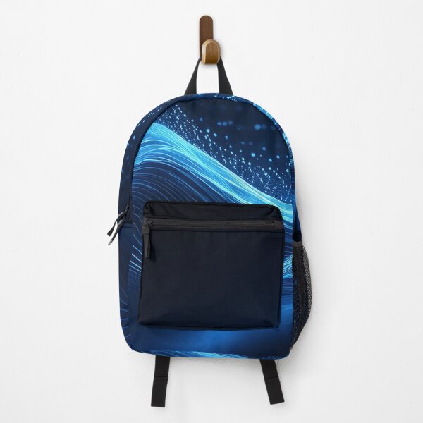 Item preview, Flowing blue waves of energy and particles on a dark background designed and sold by homydesign.