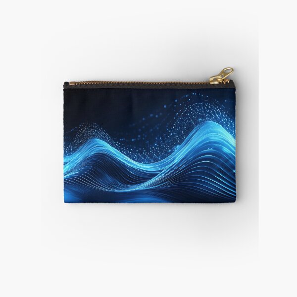 Item preview, Flowing blue waves of energy and particles on a dark background designed and sold by homydesign.