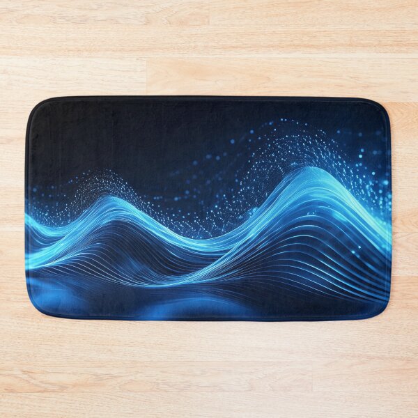 Item preview, Flowing blue waves of energy and particles on a dark background designed and sold by homydesign.