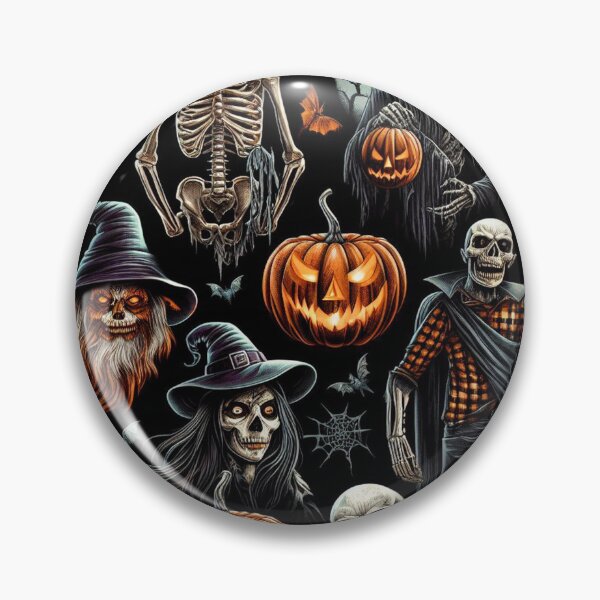 Item preview, Halloween pattern - witches, skeletons, pumpkins, werewolf designed and sold by American Artist Designs.