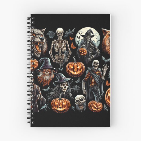 Item preview, Halloween pattern - witches, skeletons, pumpkins, werewolf designed and sold by American Artist Designs.
