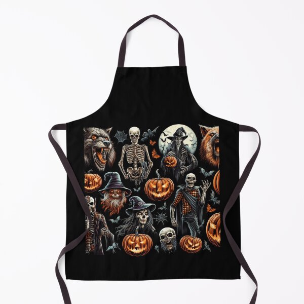 Item preview, Halloween pattern - witches, skeletons, pumpkins, werewolf designed and sold by American Artist Designs.