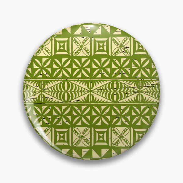 Item preview, Ngatu Tokelau Feletoa Manulua Tongan Traditional Polynesian Green Pattern designed and sold by InkKiai.