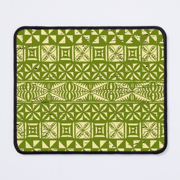 Item preview, Ngatu Tokelau Feletoa Manulua Tongan Traditional Polynesian Green Pattern designed and sold by InkKiai.