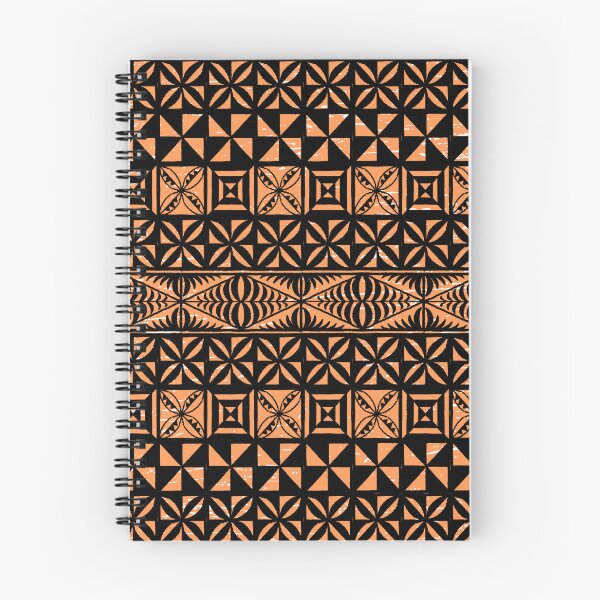 Item preview, Ngatu Tokelau Feletoa Manulua Tongan Traditional Polynesian Orange Pattern designed and sold by InkKiai.