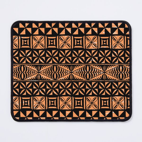 Item preview, Ngatu Tokelau Feletoa Manulua Tongan Traditional Polynesian Orange Pattern designed and sold by InkKiai.