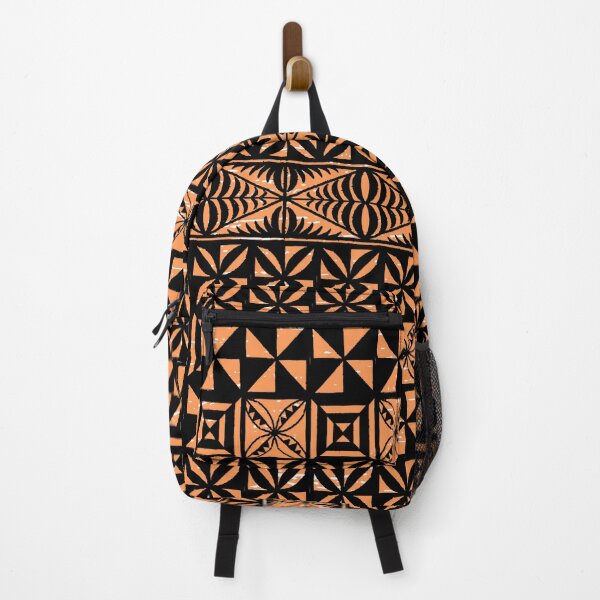 Item preview, Ngatu Tokelau Feletoa Manulua Tongan Traditional Polynesian Orange Pattern designed and sold by InkKiai.